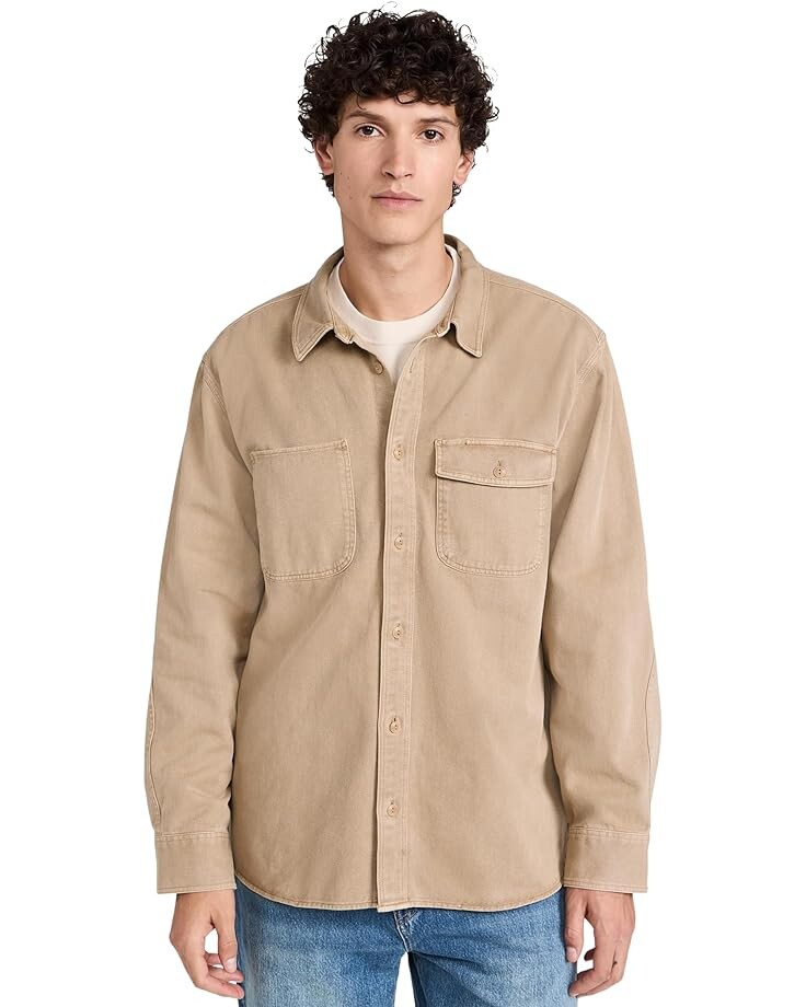 

Рубашка Madewell Straight Hem Garment-Dyed Work Shirt, цвет Driftwood