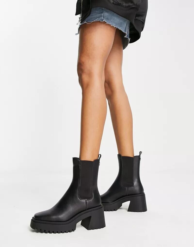 

Черные ботинки на каблуке с эластичными боковыми вставками Steve Madden Parkway