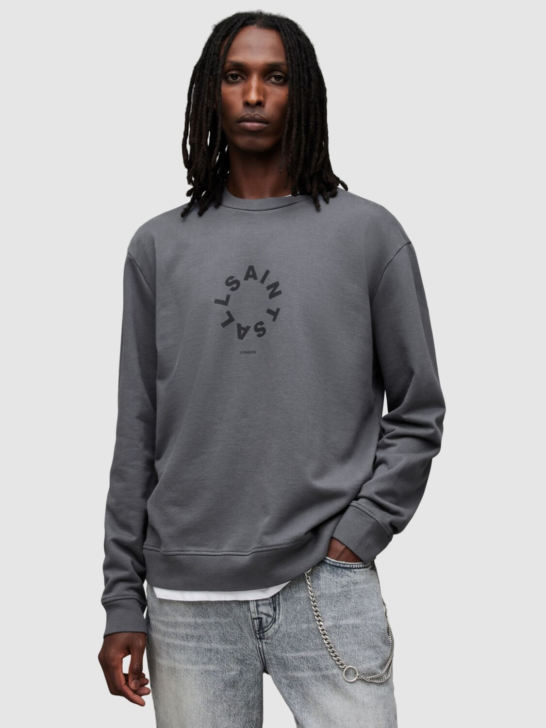 

Толстовка Tierra с круглым вырезом AllSaints, ветер серый