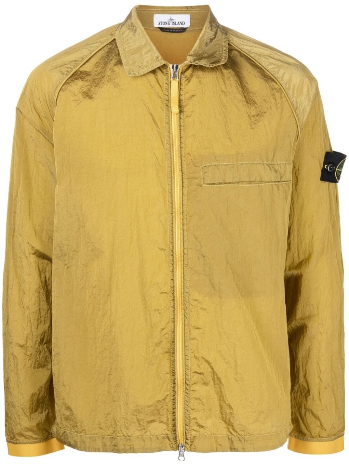 

Stone Island рубашка на молнии с нашивкой Compass, желтый