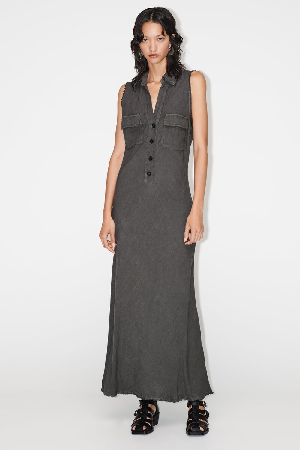 

Платье из льна ZARA, серый