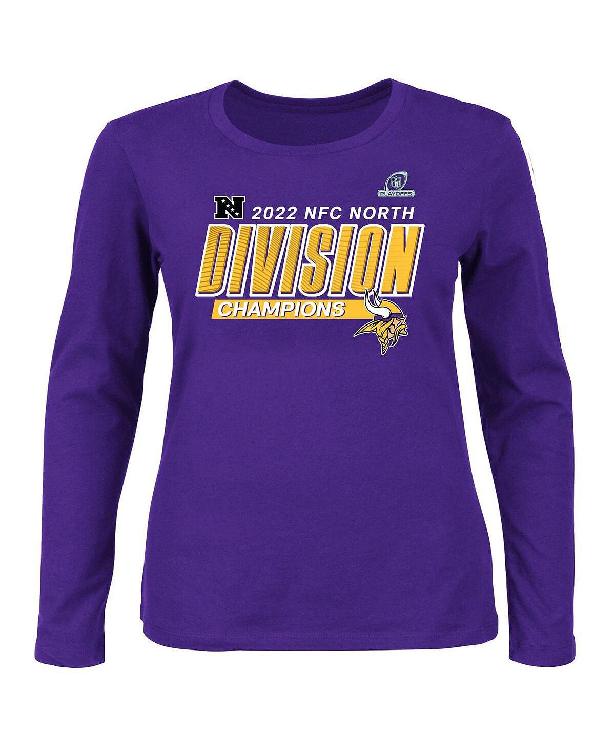 Женская фиолетовая футболка с длинным рукавом Minnesota Vikings размера плюс 2022 NFC North Division Champions Divide and Conquer Fanatics