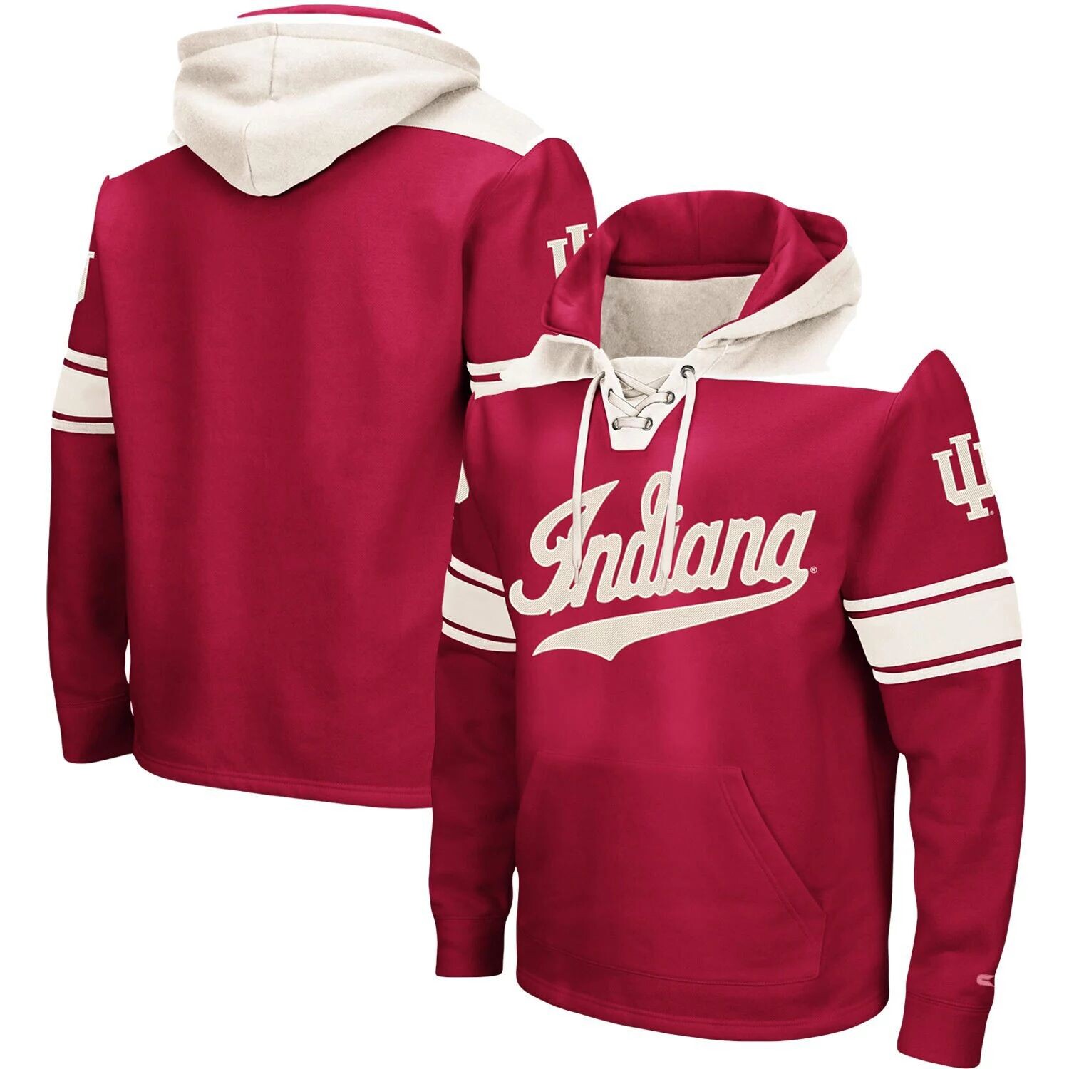 

Мужской пуловер с капюшоном Crimson Indiana Hoosiers 2.0 на шнуровке с логотипом Colosseum