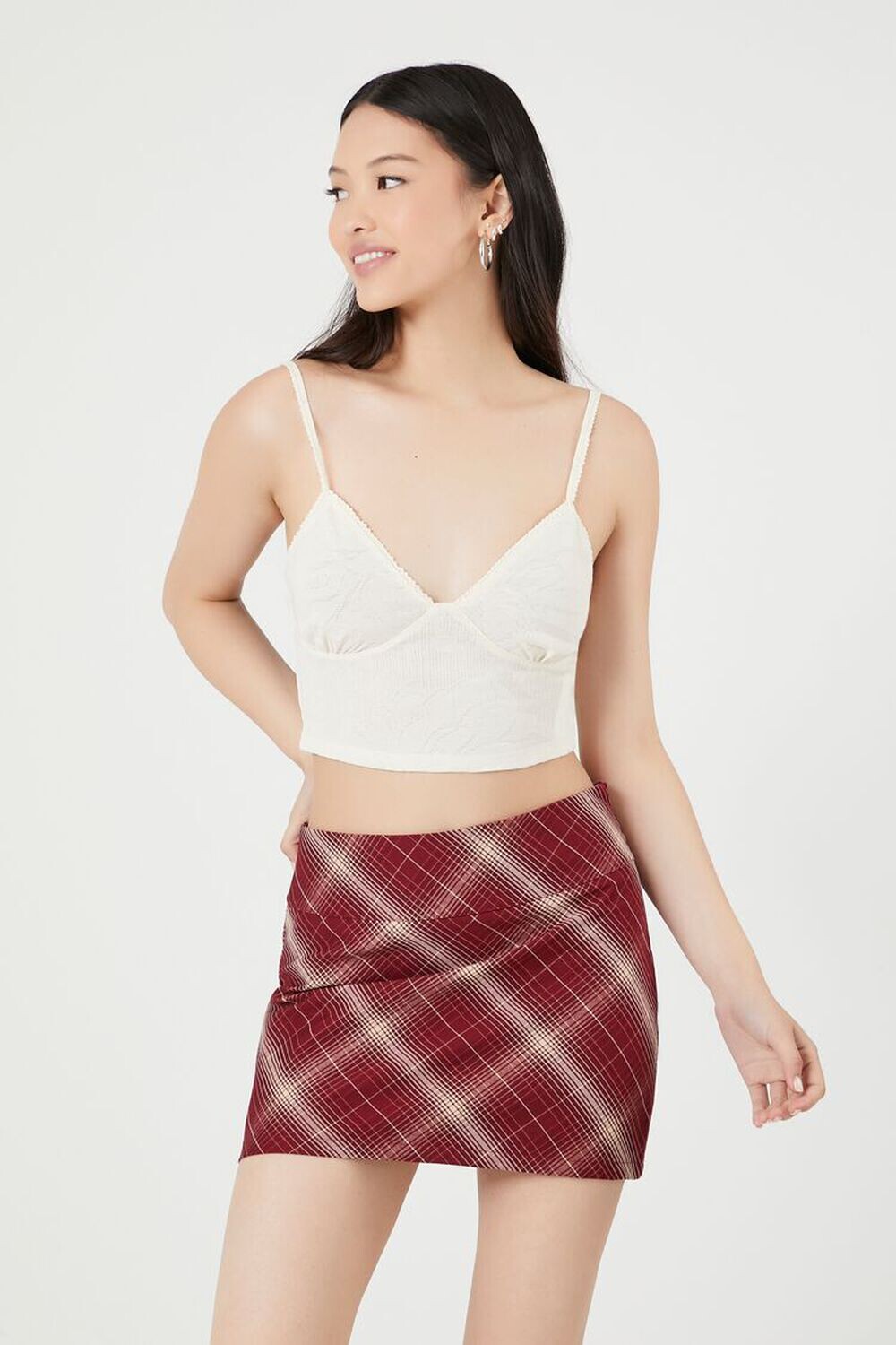 

Фланелевая мини-юбка в клетку Forever 21, бордовый