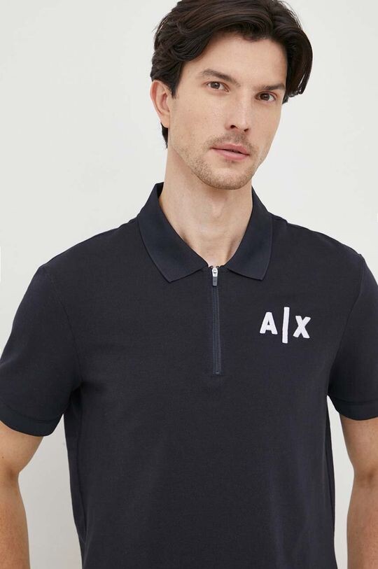 

Хлопковая рубашка-поло Armani Exchange, темно-синий