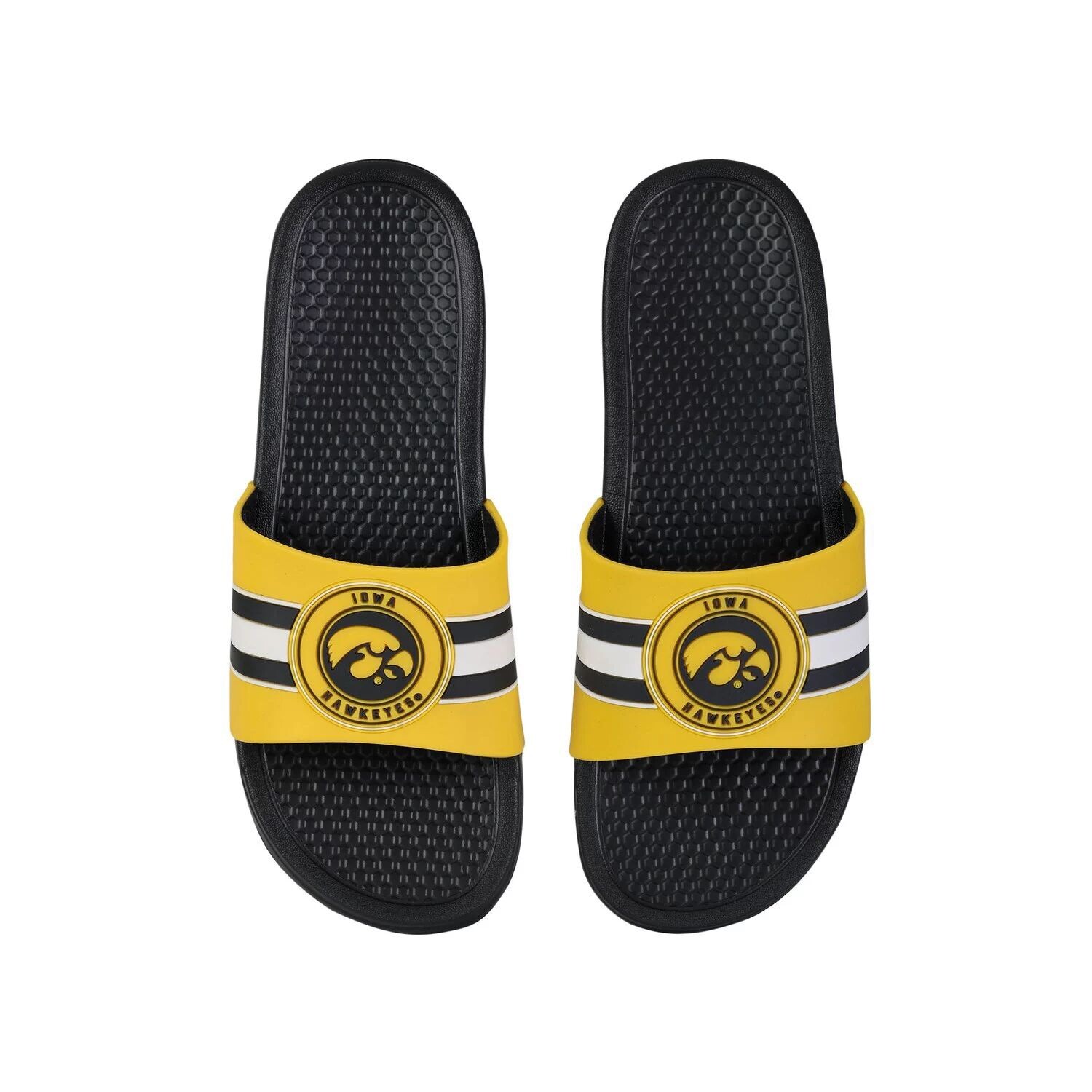 

Сандалии FOCO Iowa Hawkeyes в полоску с приподнятыми шлепанцами