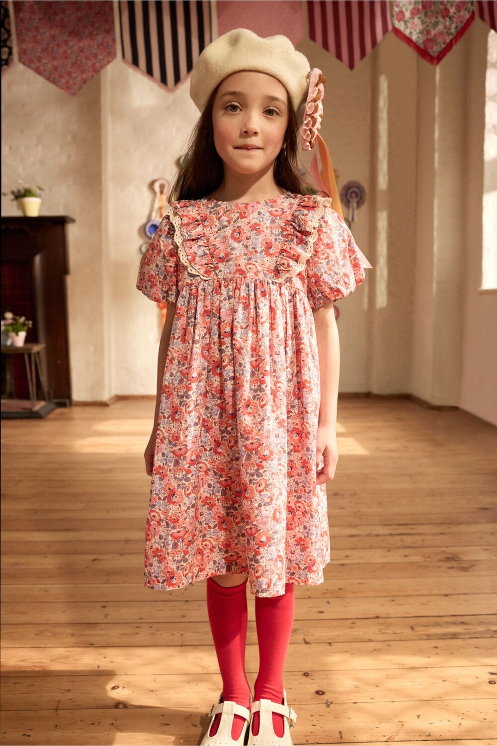 

Платье Cath Kidston с кружевной цветочной отделкой (от 3 месяцев до 8 лет) Next, красный