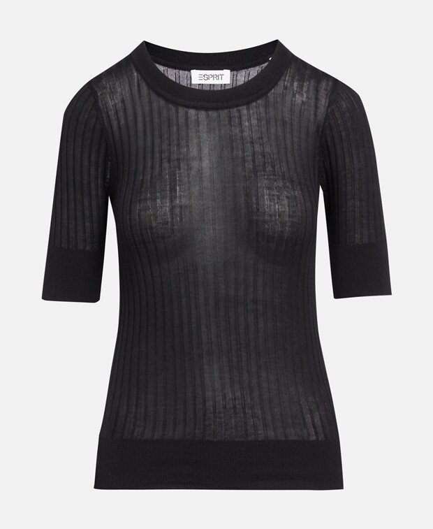 

Пуловер с короткими рукавами Esprit, черный