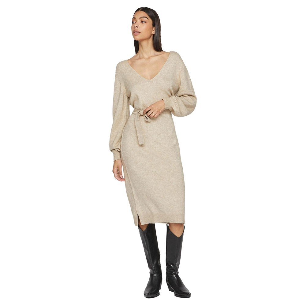 

Платье миди Vila Ril Rev Long Sleeve, бежевый