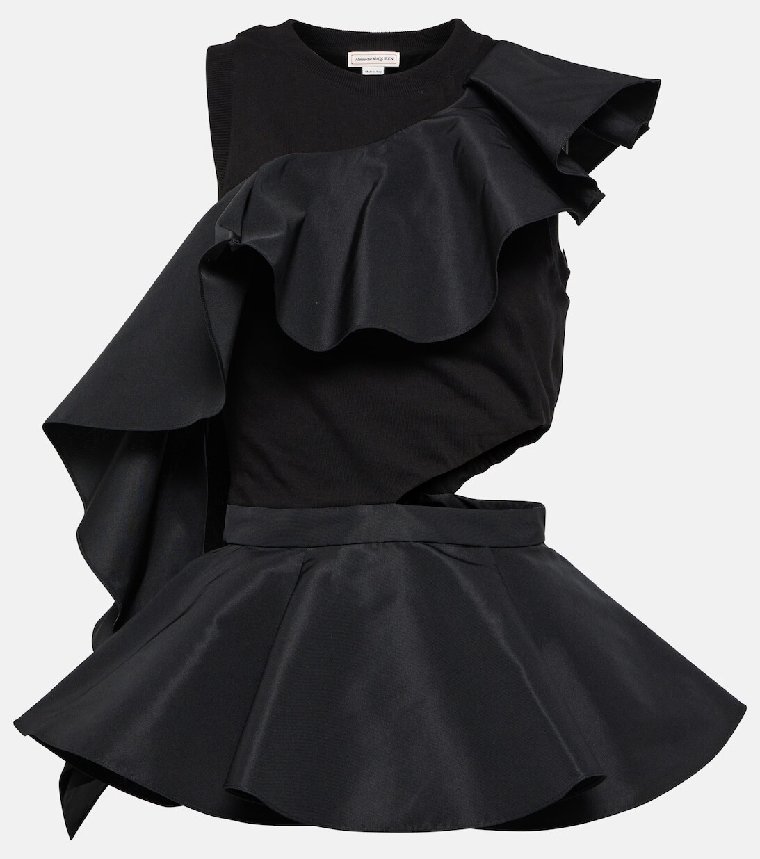 

Хлопковый топ с асимметричным вырезом ALEXANDER MCQUEEN, черный