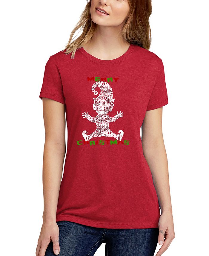 Женская футболка с короткими рукавами Christmas Elf Premium Blend Word Art LA Pop Art, красный женская футболка hummingbirds premium blend word art с короткими рукавами la pop art черный