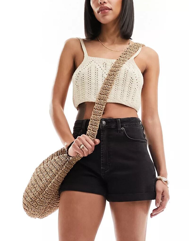 

Черные удобные джинсовые шорты для мам ASOS