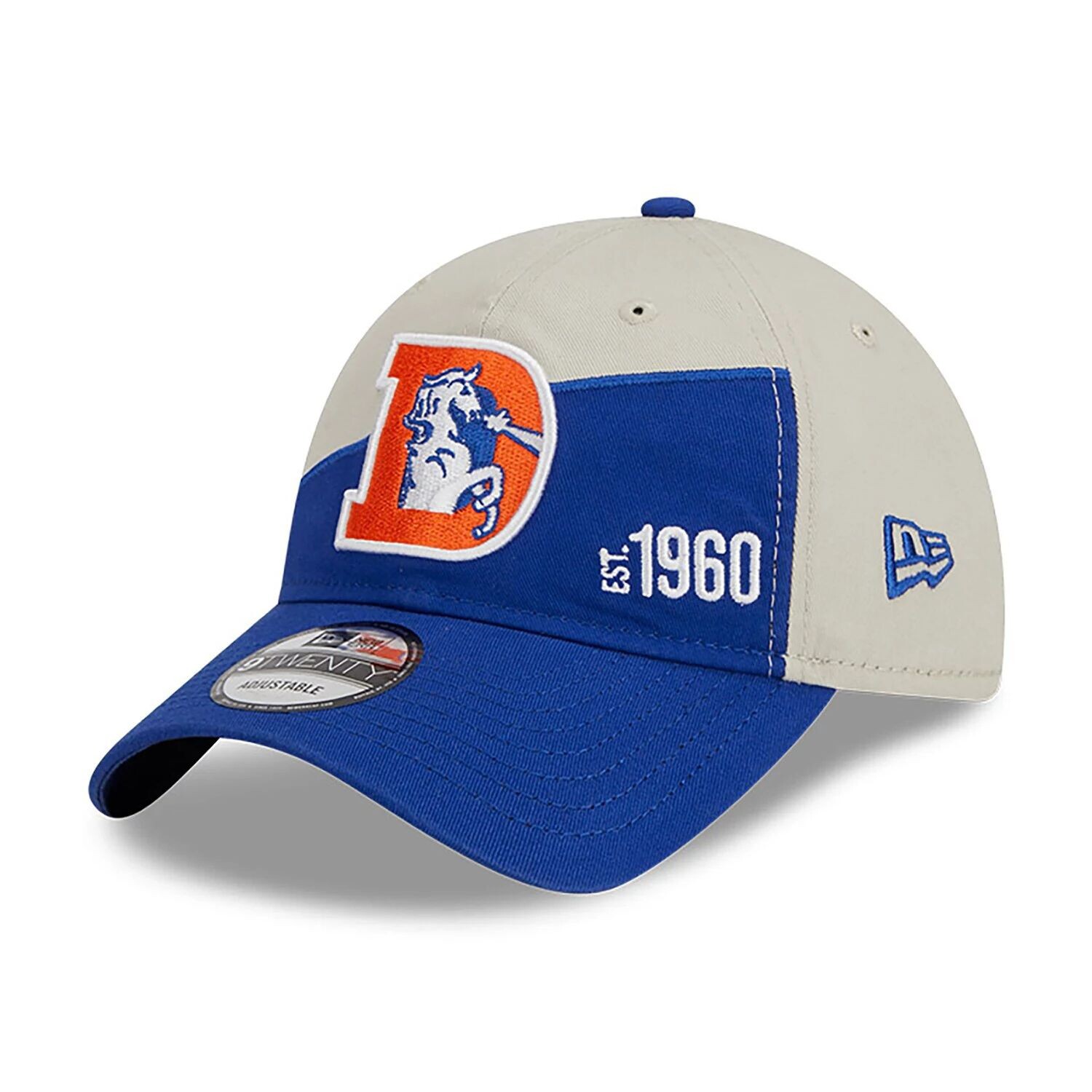 

Мужская регулируемая кепка New Era Cream/Royal Denver Broncos 2023 Sideline Historic 9TWENTY