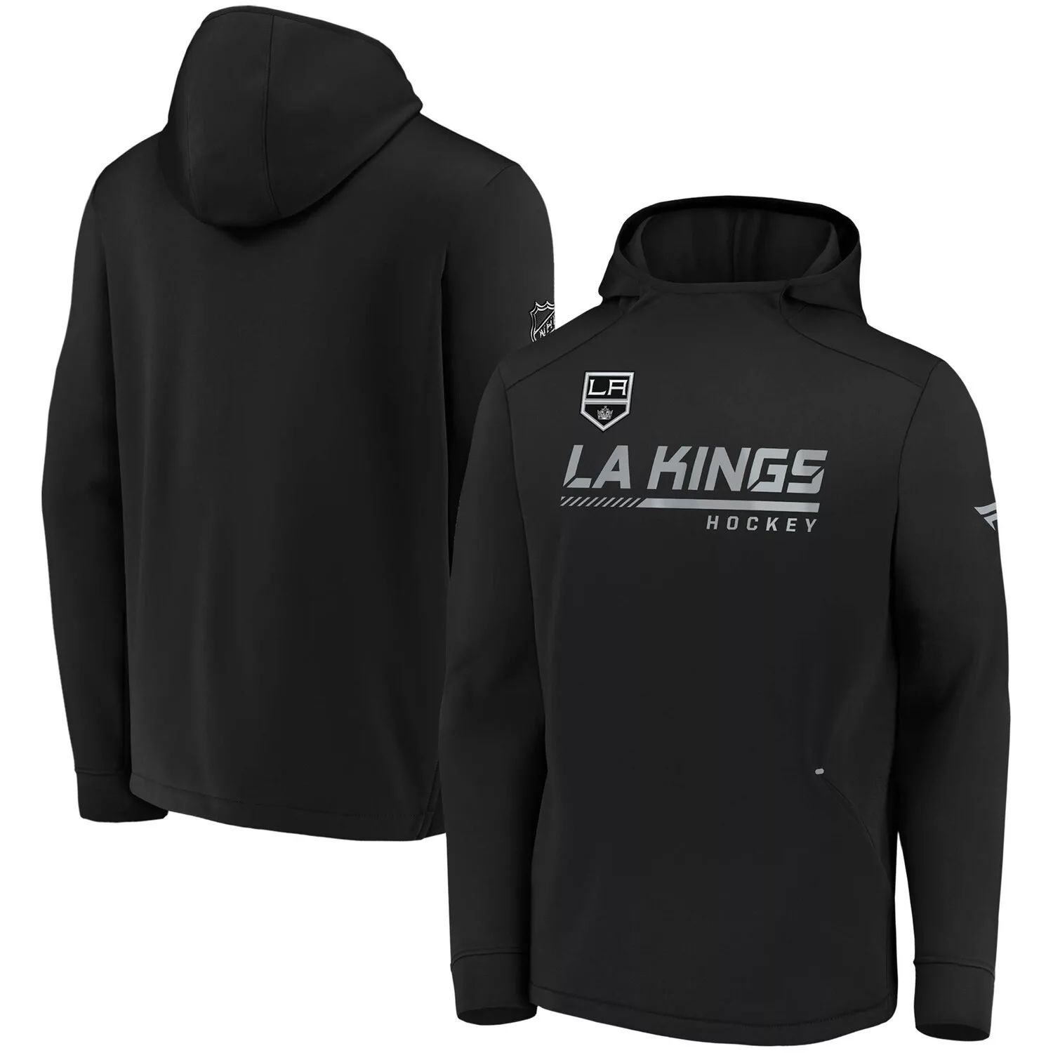 

Мужской черный пуловер с капюшоном для раздевалки с логотипом Fanatics Los Angeles Kings Authentic Pro