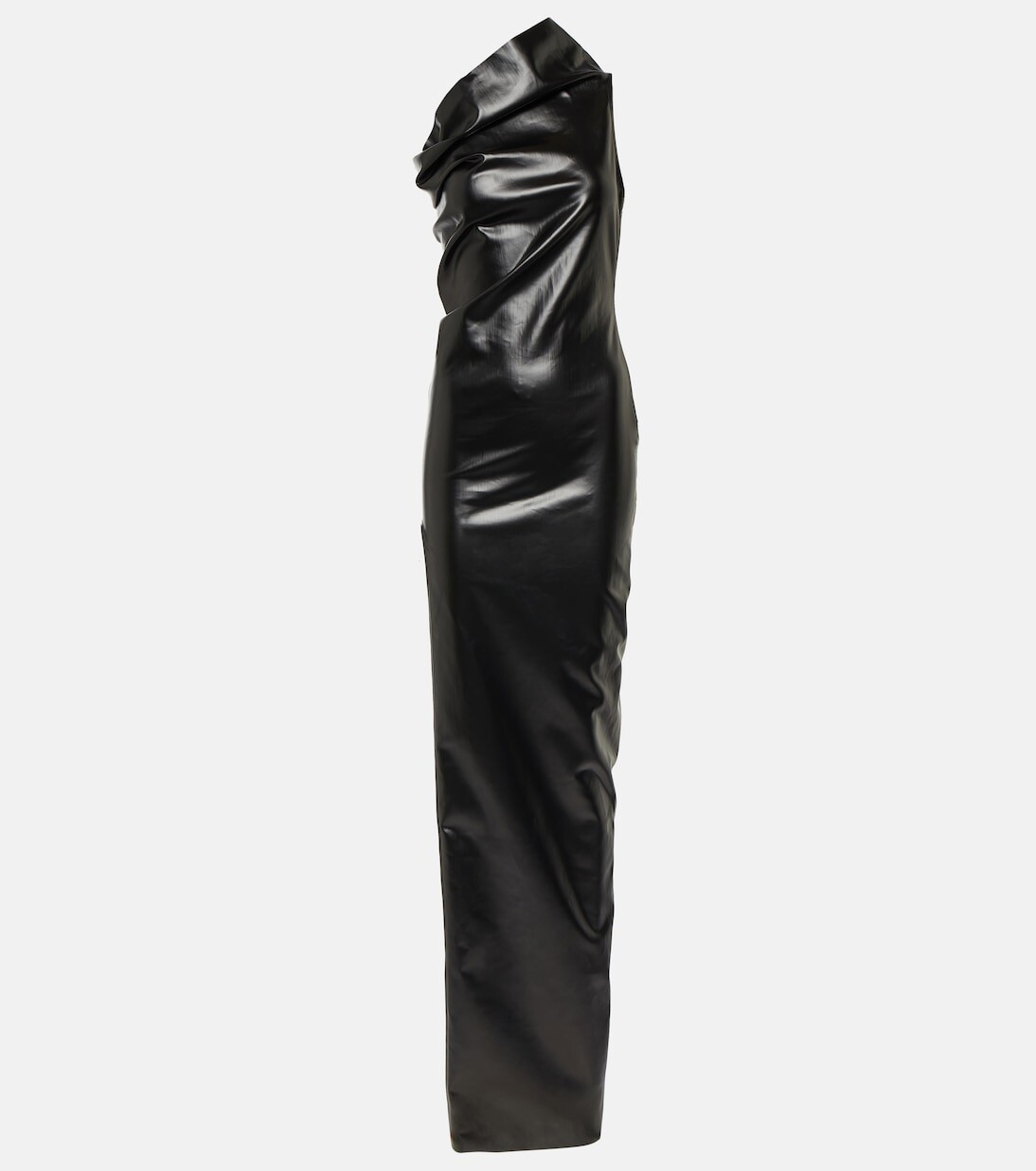 

Хлопковое платье на одно плечо с покрытием Rick Owens, черный