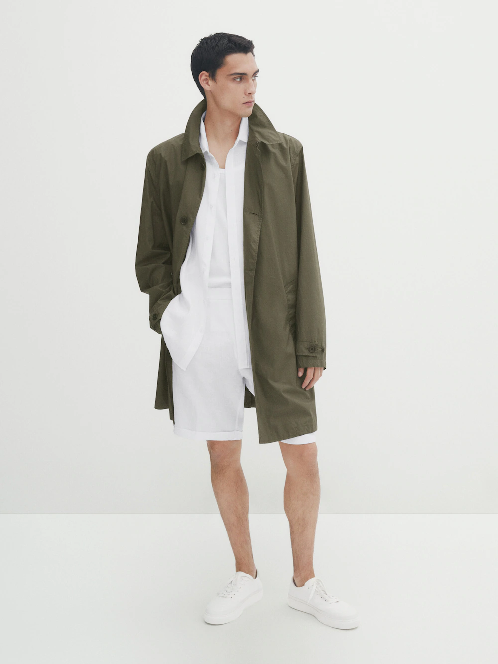 

Шорты бермуды из 100% льна Massimo Dutti, белый