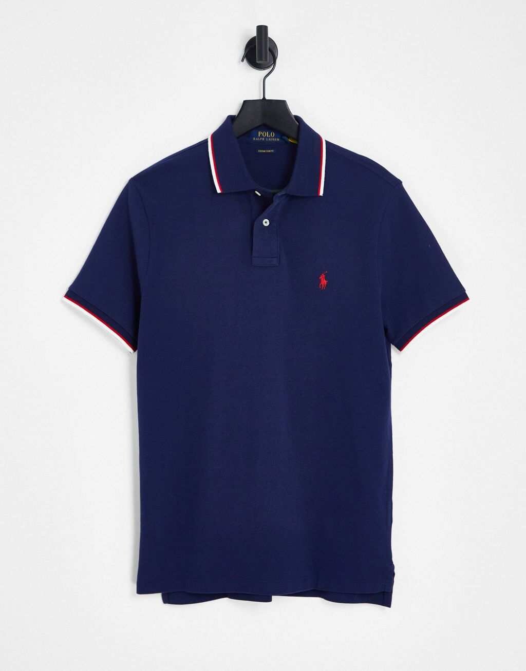 

Темно-синяя рубашка-поло узкого кроя из пике с логотипом Polo Ralph Lauren