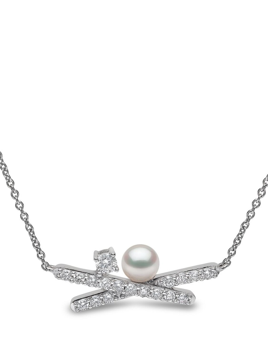 

Колье Sleek из белого золота с жемчугом и бриллиантами Yoko London, серебряный