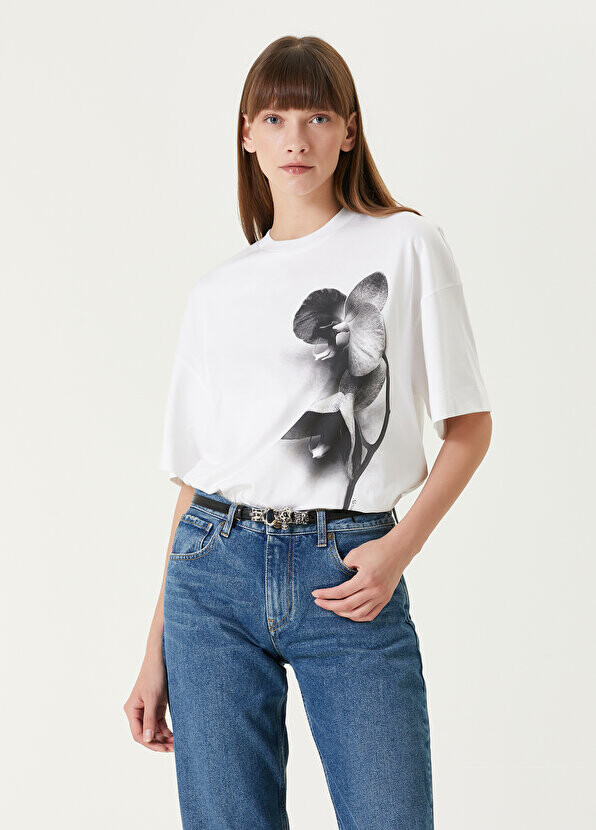 

Белая футболка с круглым вырезом с принтом Alexander McQueen, Белый