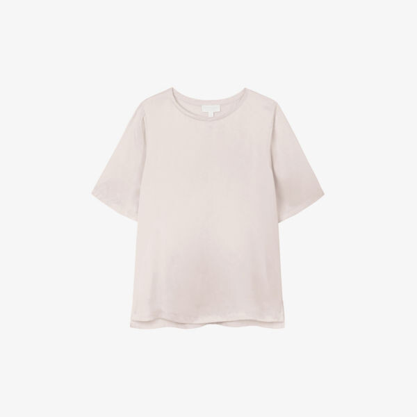

Футболка из эластичного джерси с атласным передом и короткими рукавами The White Company, цвет shell