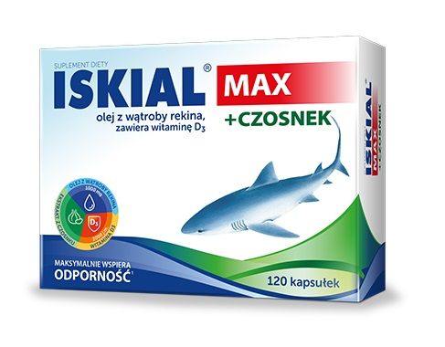 Iskial Max + Czosnek Kapsułki Масло печени акулы, 120 шт.