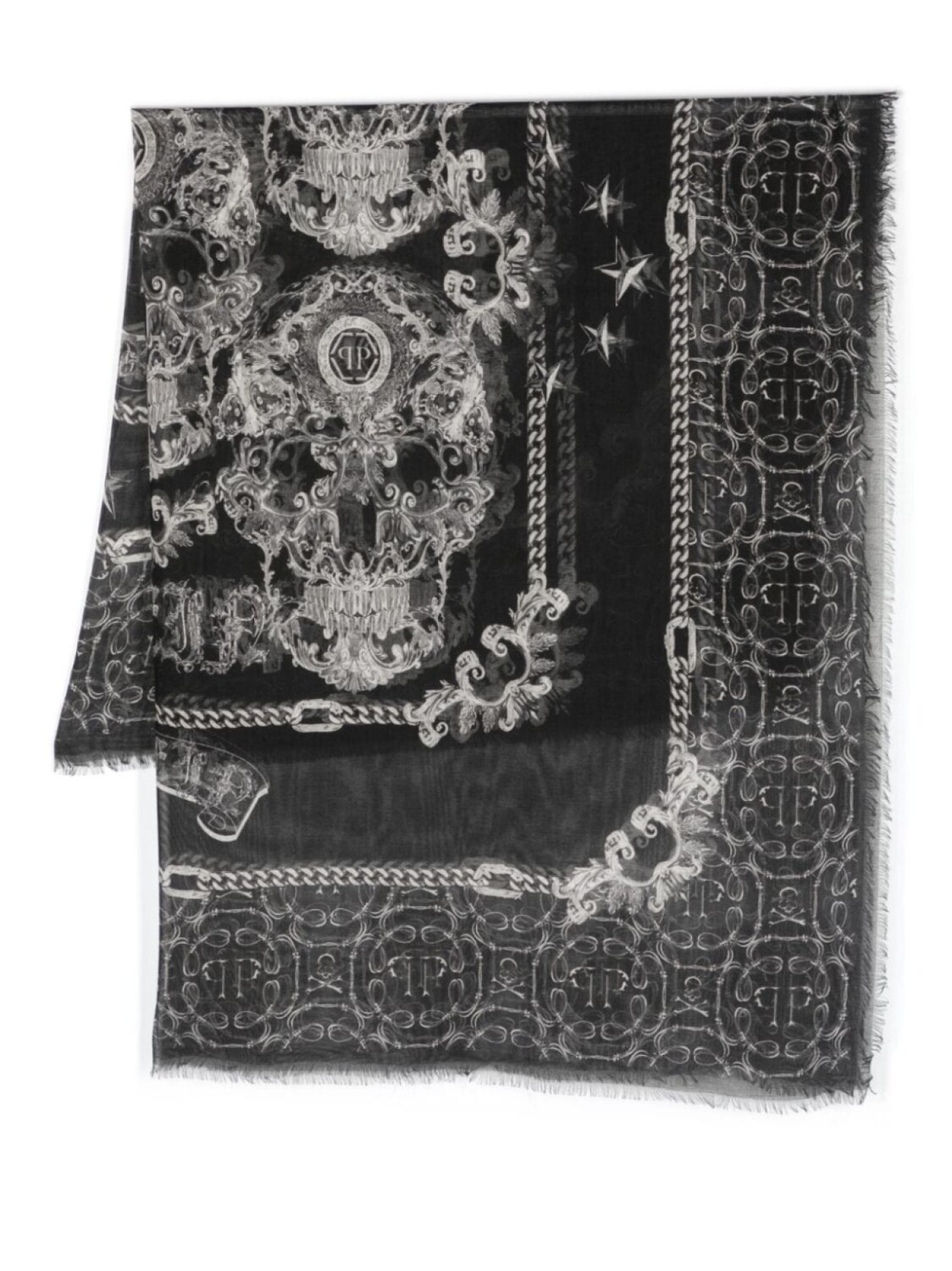 

Philipp Plein шарф Shawl с бахромой, черный