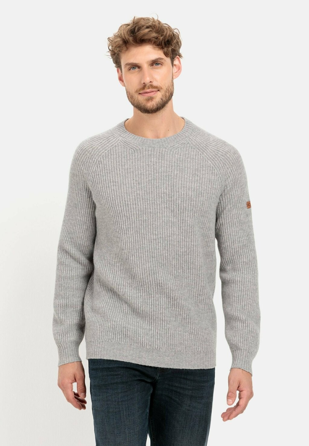 

Вязаный свитер AUS WARMER camel active, цвет cold grey melange