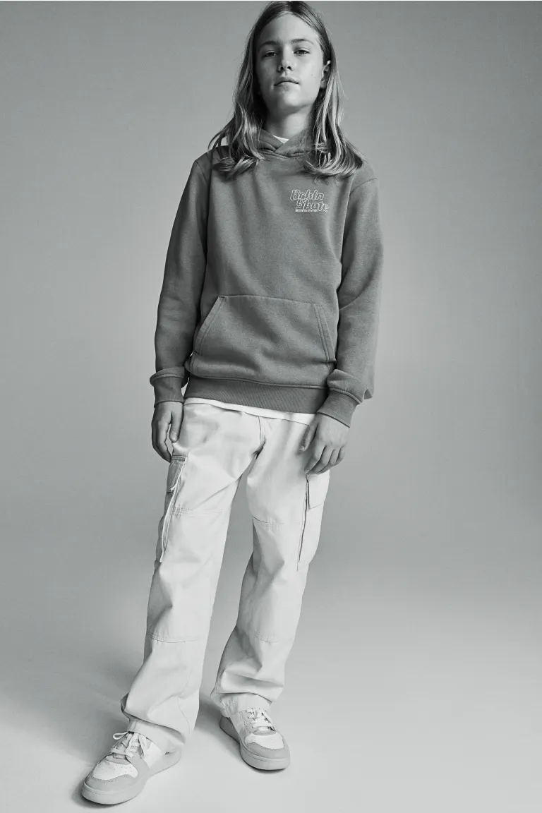 Хлопковые брюки-карго H&M, бежевый