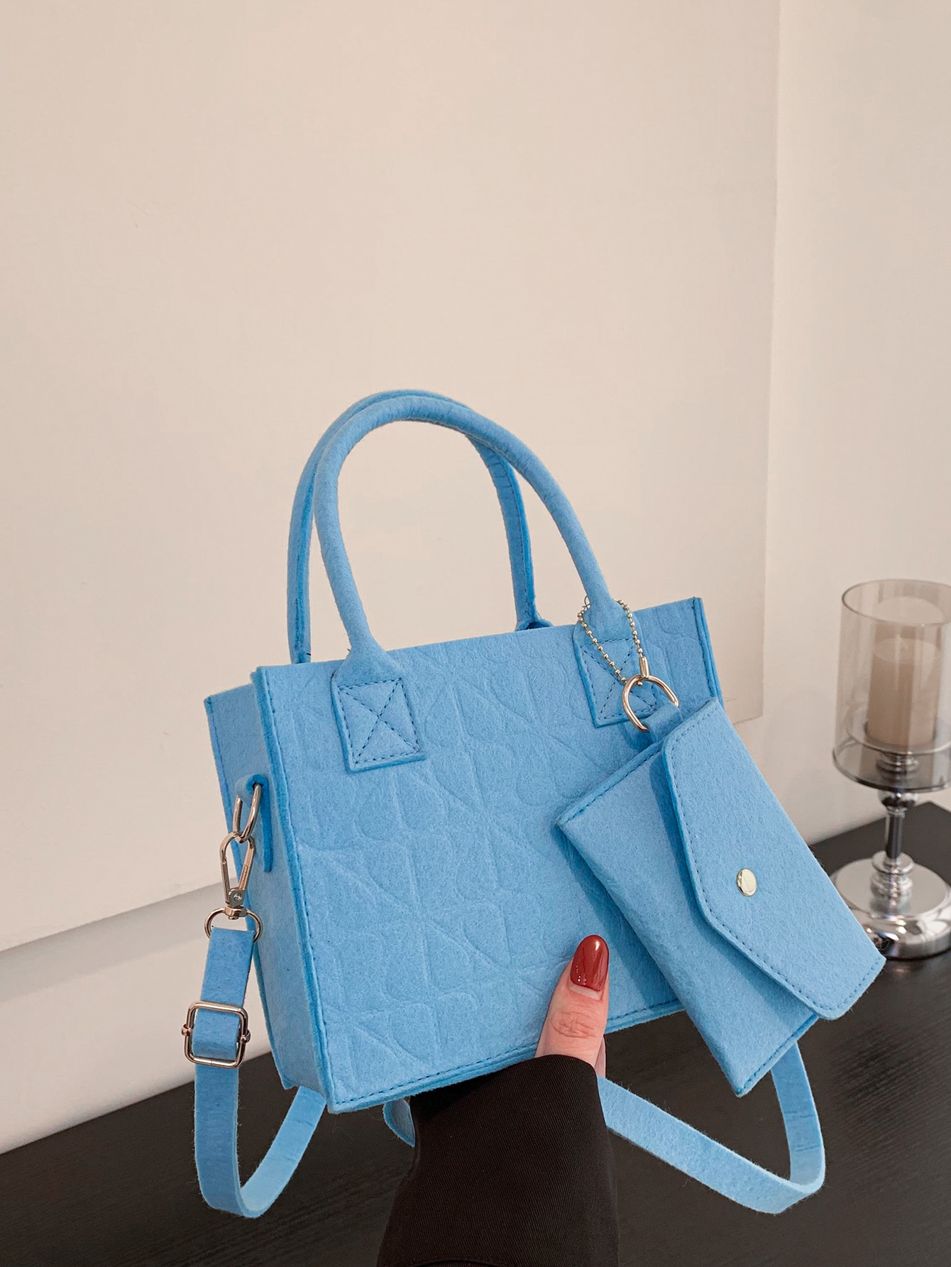 Модная синь квадратной сумки геометрического рисунка с портмоне на каждый день, синий сумка werocker синяя с красным
