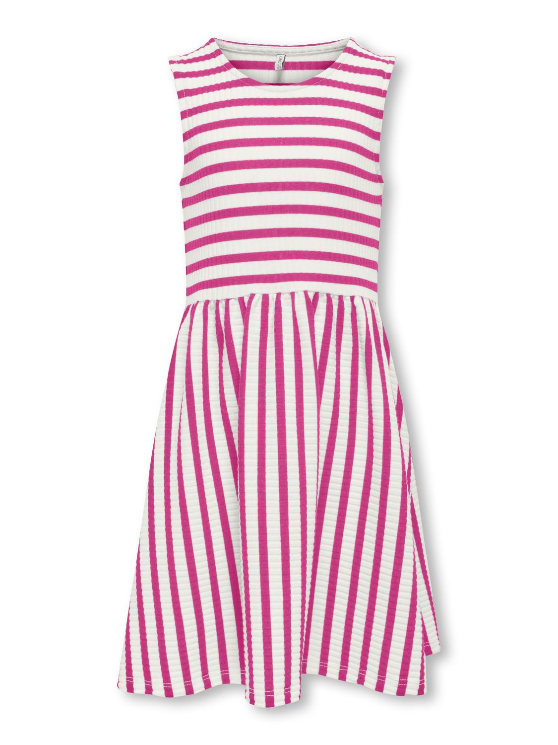 цена Платье KIDS ONLY Sommer KOGNELLA S/L CUTLINE DRESS, цвет cloud dancer/Stripes Raspberry Rose