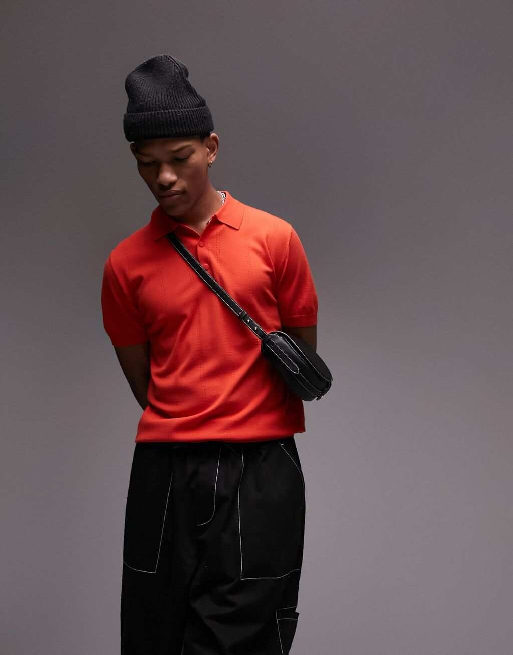 

Красная трикотажная рубашка-поло с пуговицами Topman