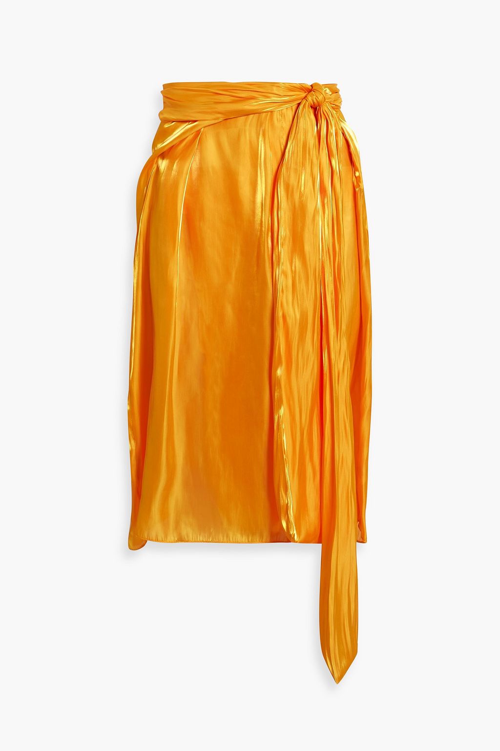 Атласная юбка с драпировкой и сборками на запахе DRIES VAN NOTEN, оранжевый юбка ummami на запахе кэмел 50