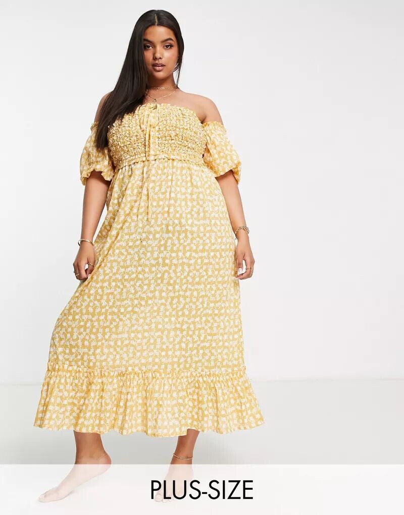 

Желтое пляжное платье миди миди со сборками River Island