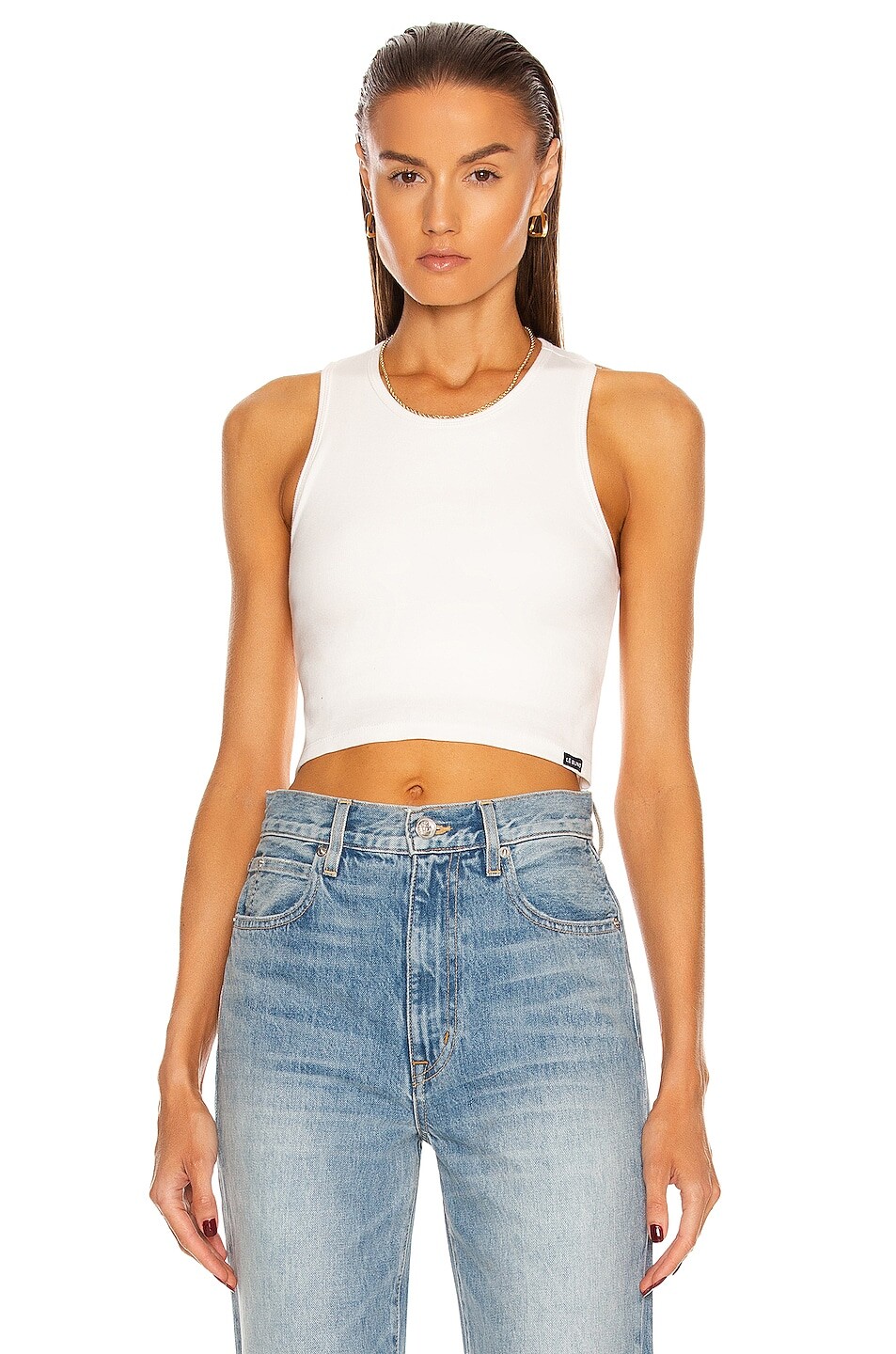 

Топ Le Buns Luna Organic Ribbed Cotton Crop, слоновая кость
