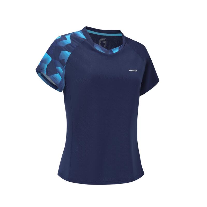 Женская футболка для бадминтона - 560 темно-синий/голубой PERFLY, цвет blau