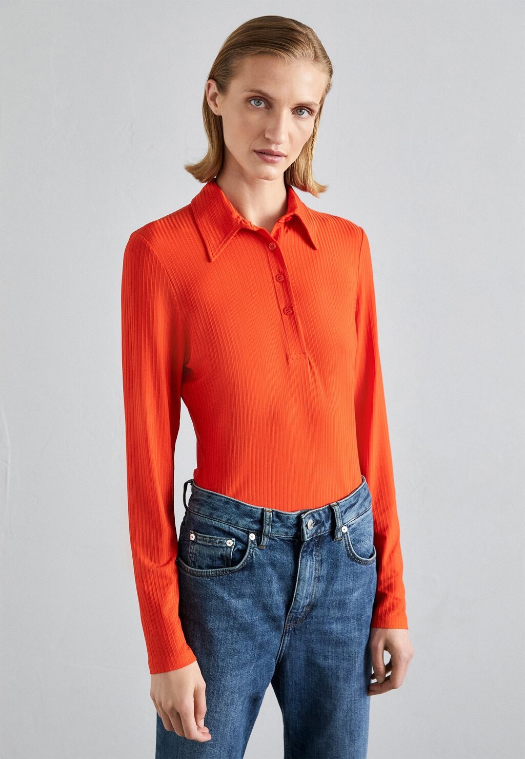 

Топ с длинными рукавами Filippa K SHINY BUTTON, цвет red orange