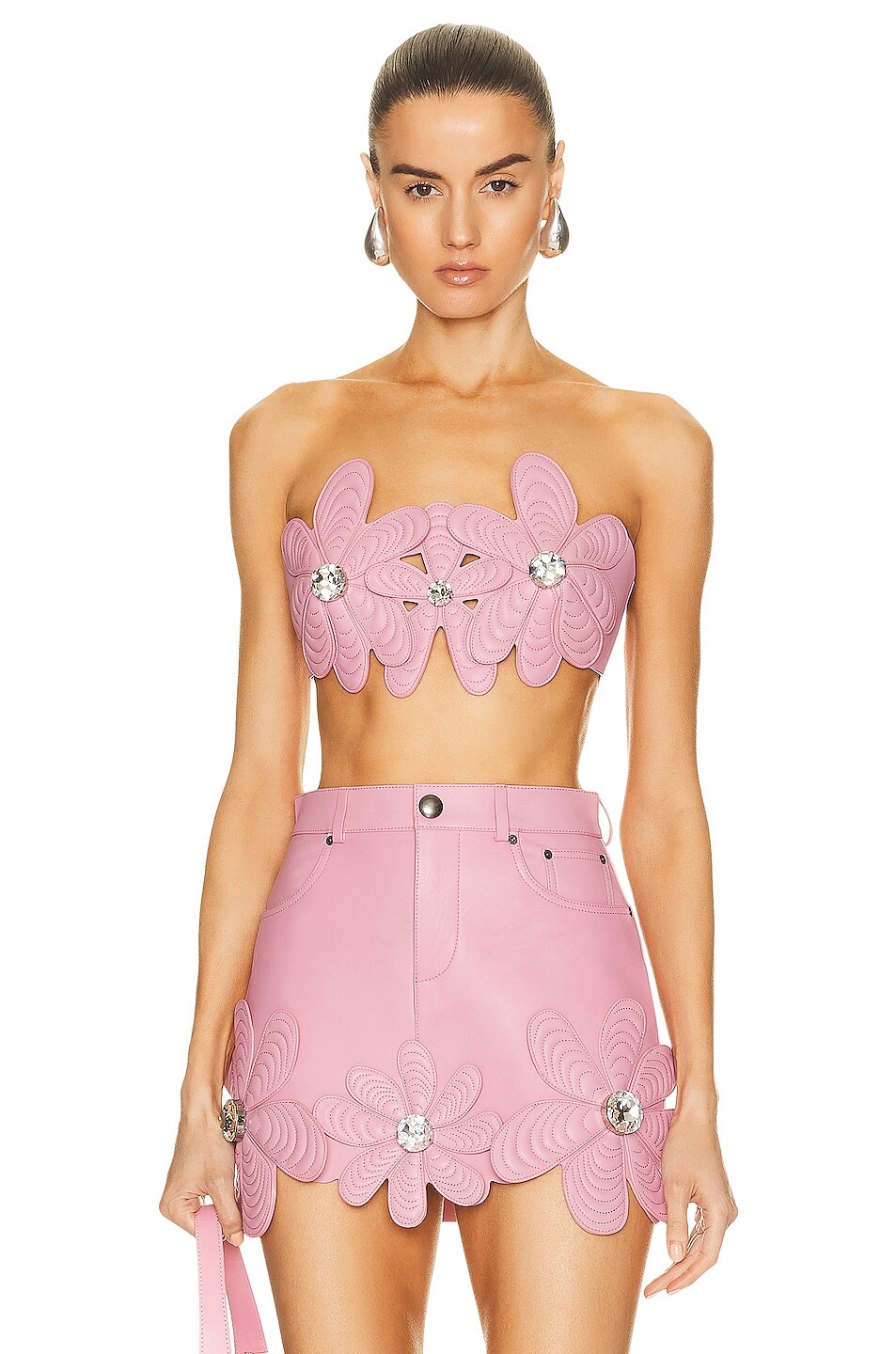 

Топ Area Mussel Flower Leather Bandeau, цвет Light Pink