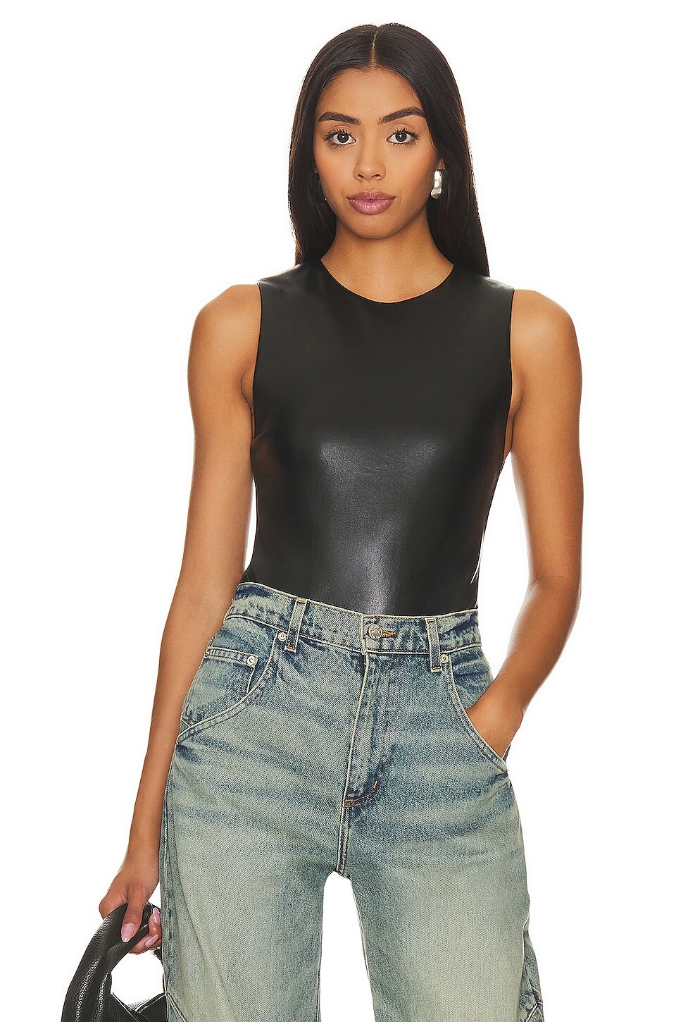 

Боди Alice + Olivia Clarinda Faux Leather, черный