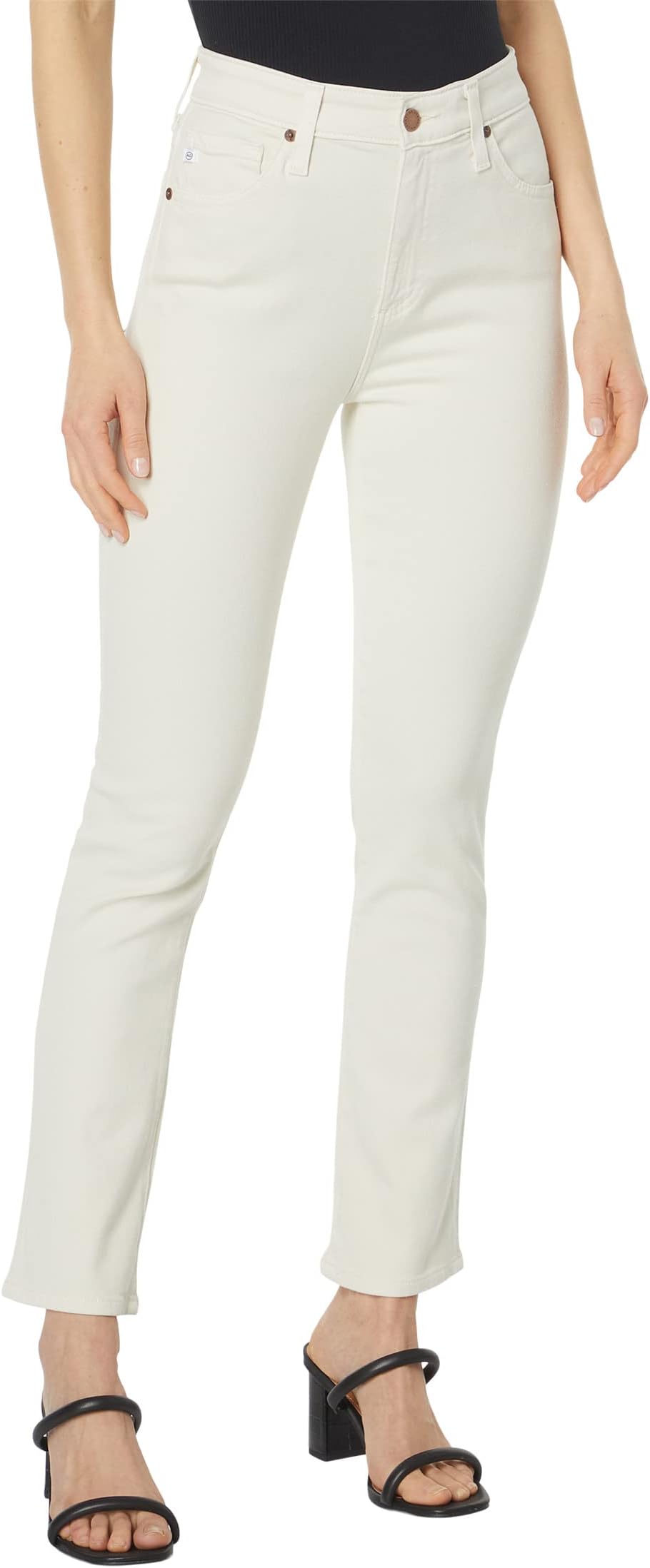 

Джинсы Mari Crop High-Rise Slim Straight in White Cream AG Jeans, цвет White Cream