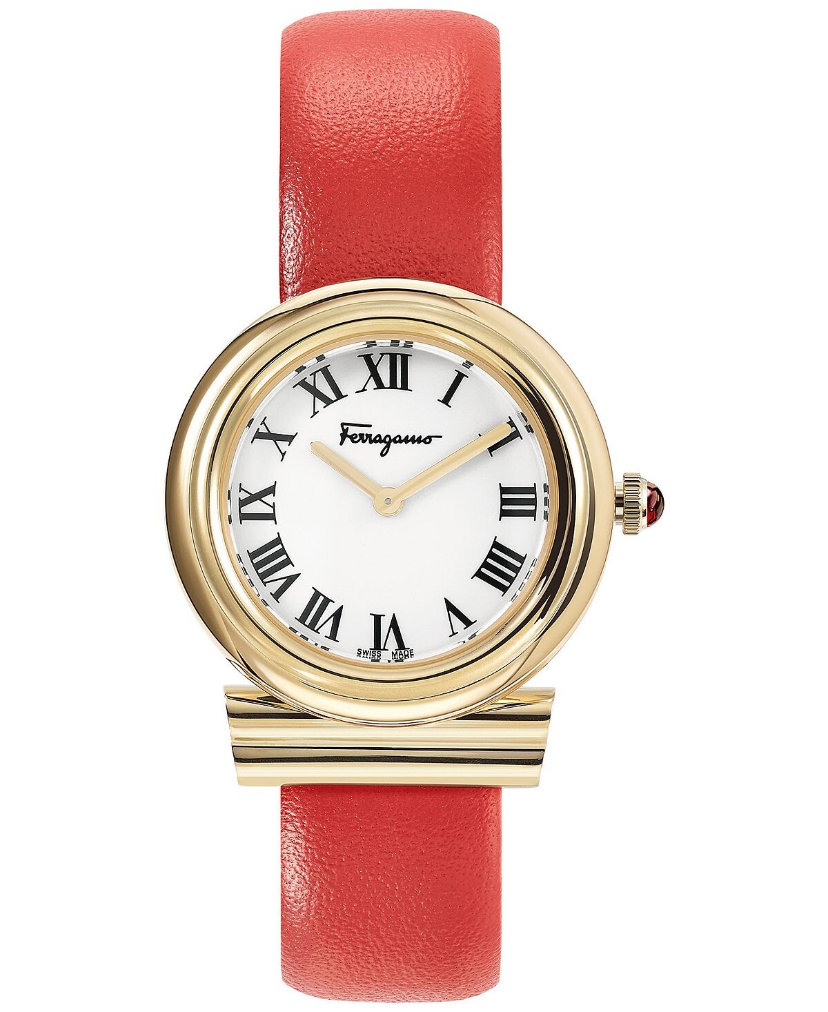 

Женские швейцарские часы Gancini с красным кожаным ремешком, 38 мм Salvatore Ferragamo