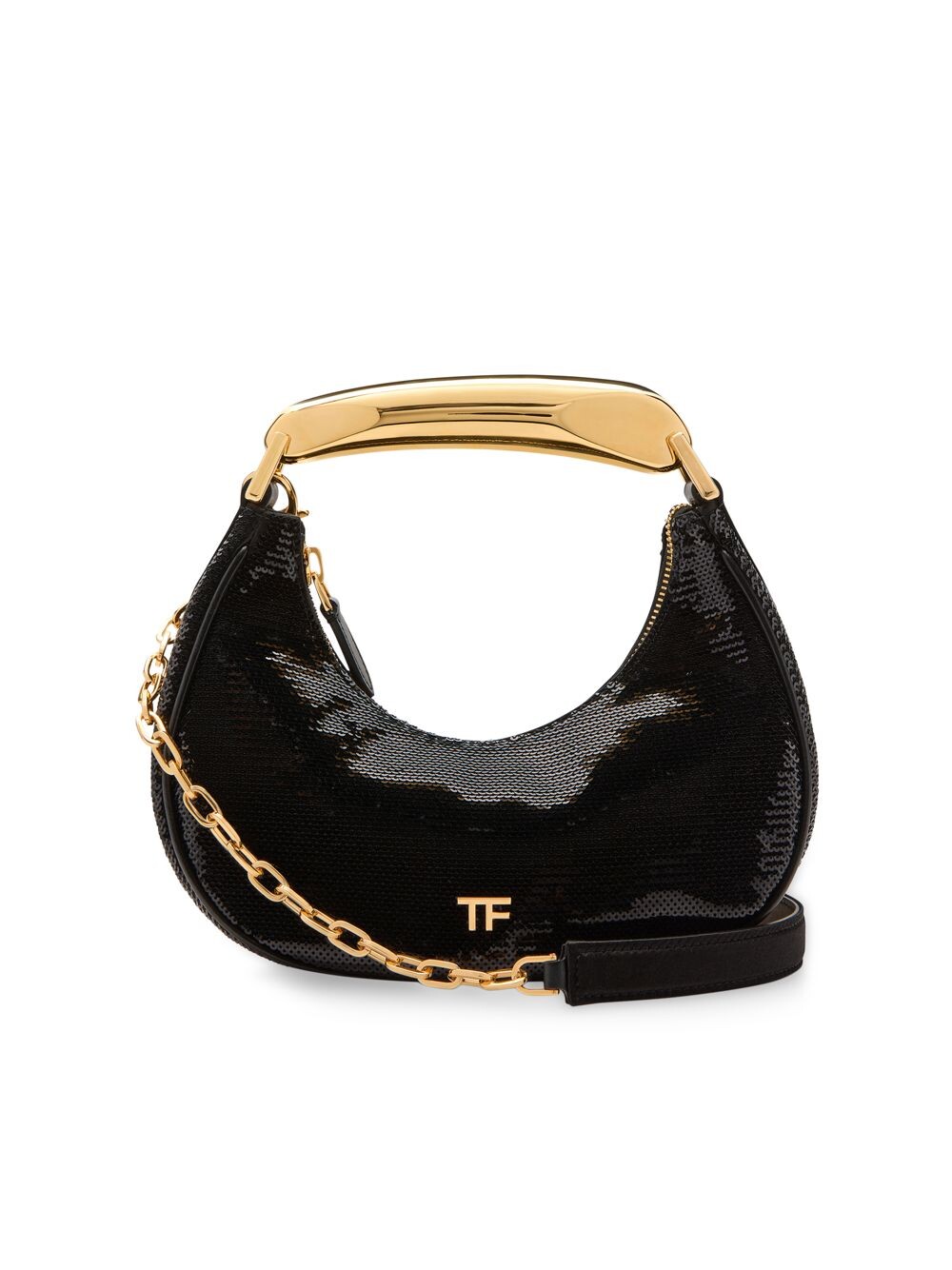 

Мини-сумка-хобо Bianca с пайетками Tom Ford, черный