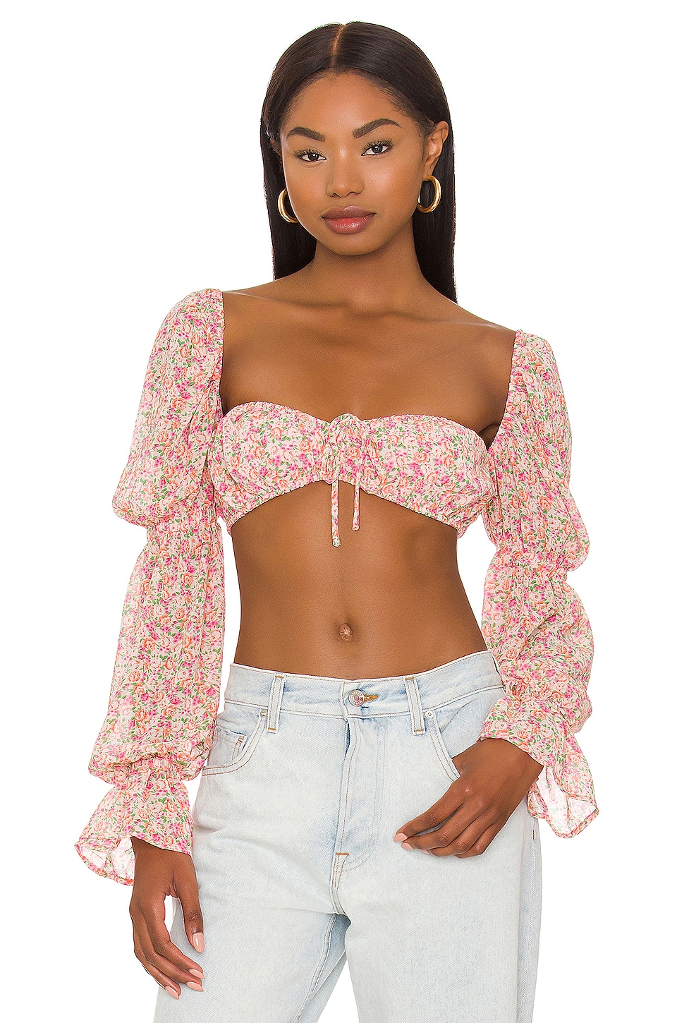 Топ MORE TO COME Krista Floral Crop, цвет Pink Floral топ more to come wyatt button down цвет hot pink