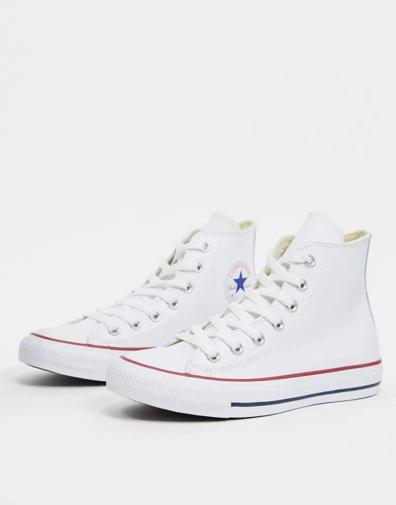 

Белые кожаные кроссовки Converse Chuck Taylor All Star до щиколотки