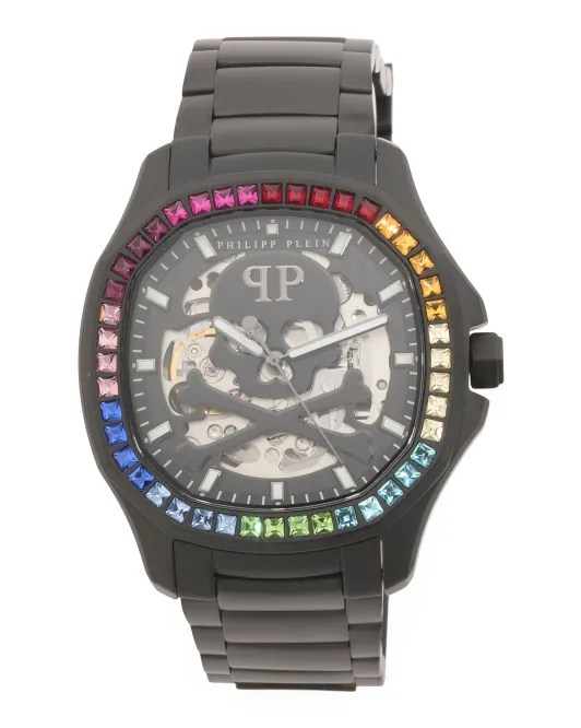

Мужские часы Skeleton Spectre с черным браслетом Philipp Plein, черный