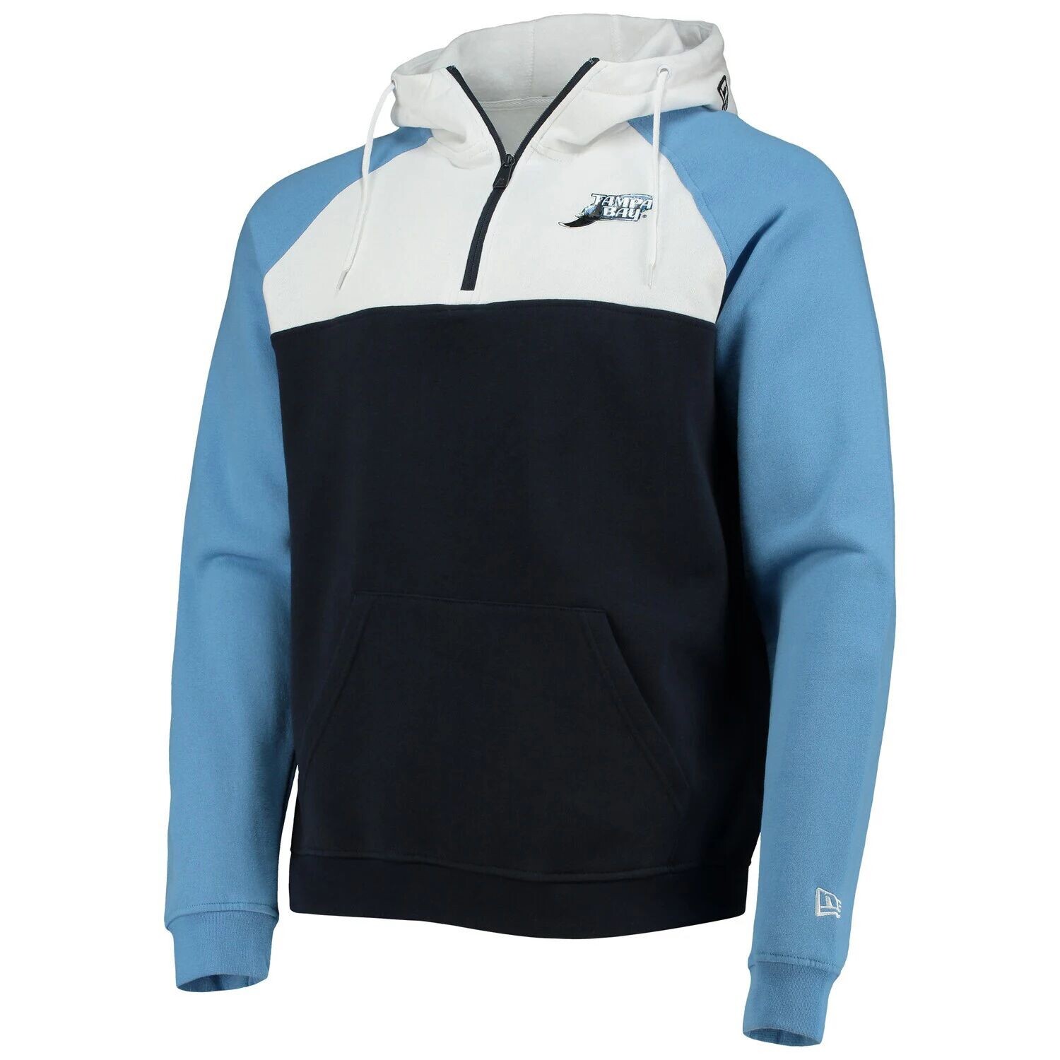 

Мужская темно-синяя/белая куртка с капюшоном Tampa Bay Rays Cooperstown Collection с молнией в четверть New Era