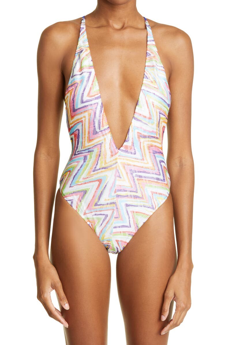 

Слитный купальник зигзагообразной вязки MISSONI, Коричневый