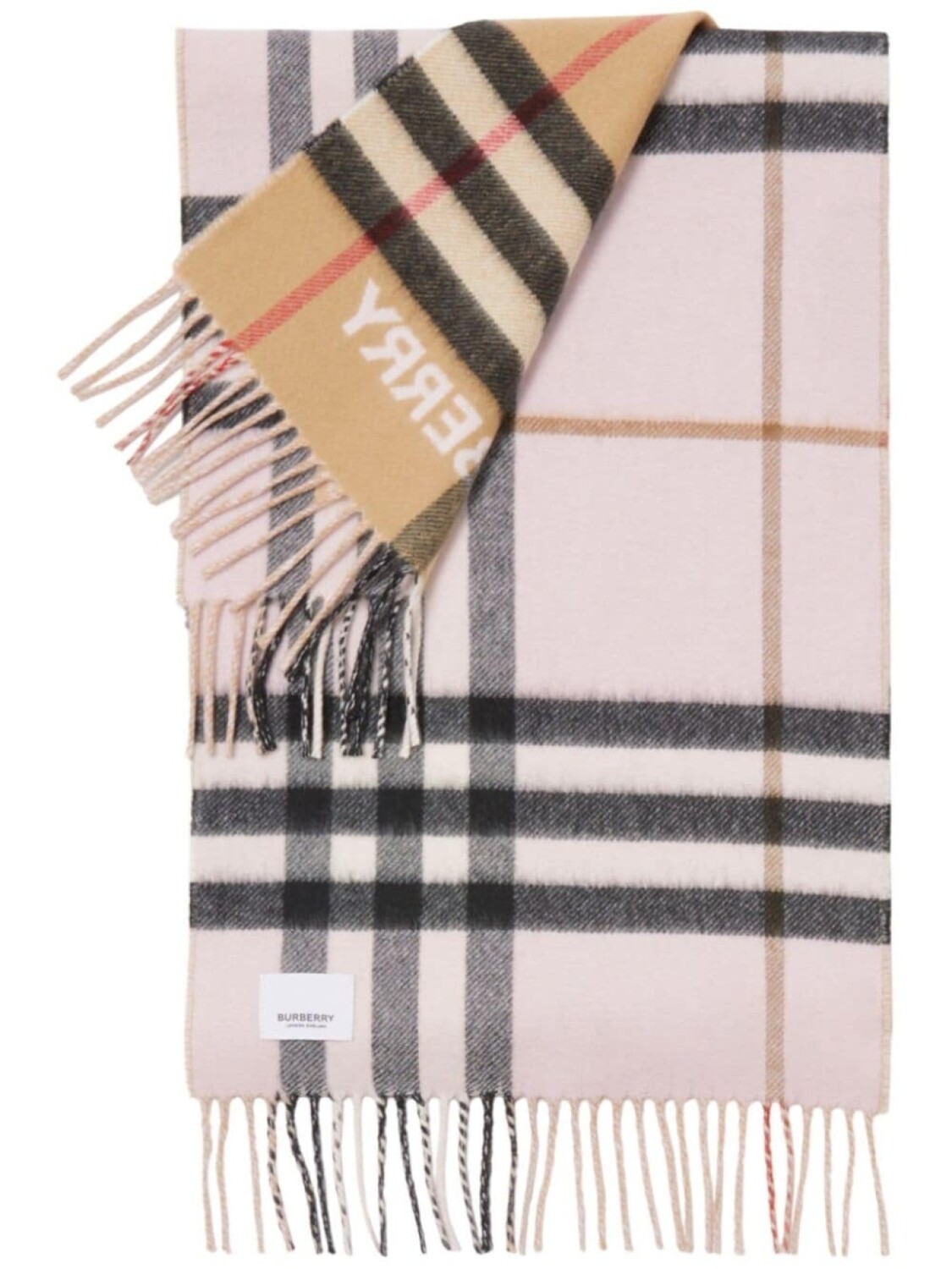 

Burberry клетчатый шарф с бахромой, розовый