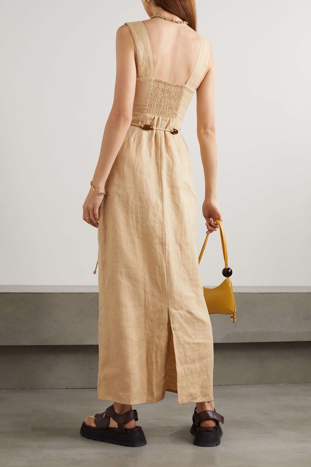 

FAITHFULL THE BRAND + NET SUSTAIN + Monikh Azalea льняное платье макси с поясом