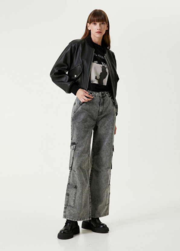 Джинсовые брюки карго антрацитового цвета Academia фото