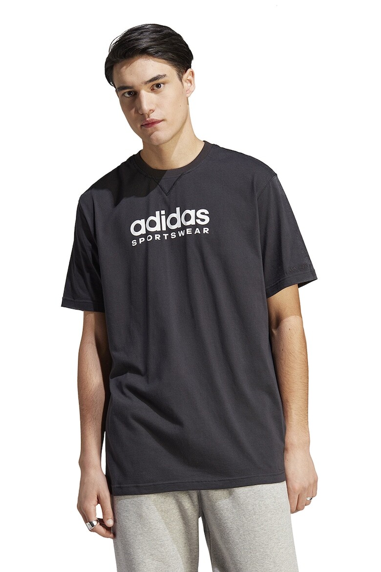 

Футболка с овальным вырезом и логотипами Adidas Sportswear, черный